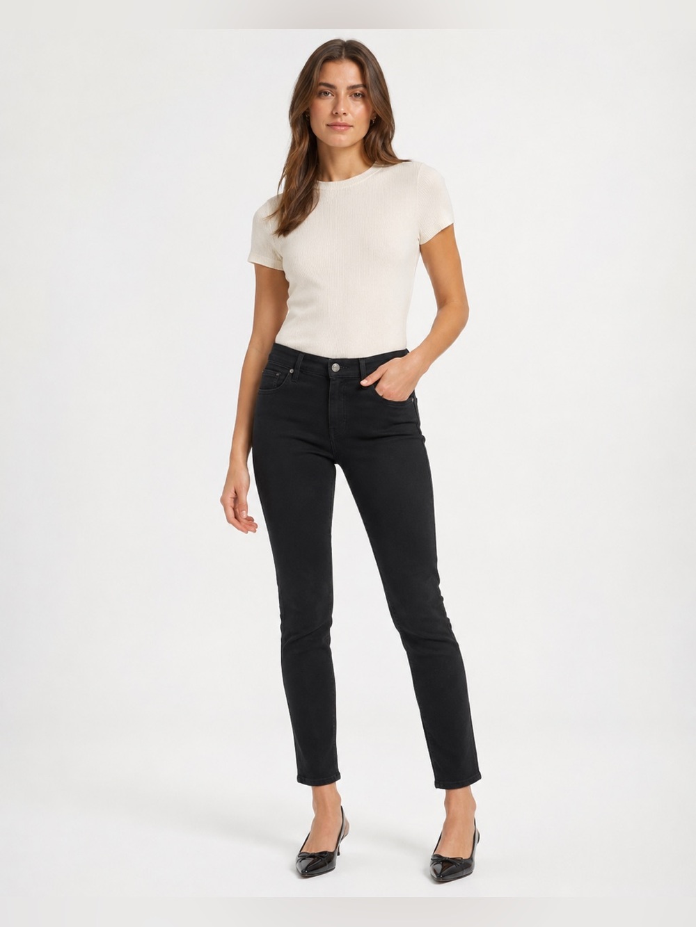 AG Adriano Goldschmied Prima Black Cigarette Jean Women 27R Mid Rise Modal Blend